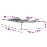 vidaXL Cadre de lit chêne sonoma 90x190 cm bois d'ingénierie et métal