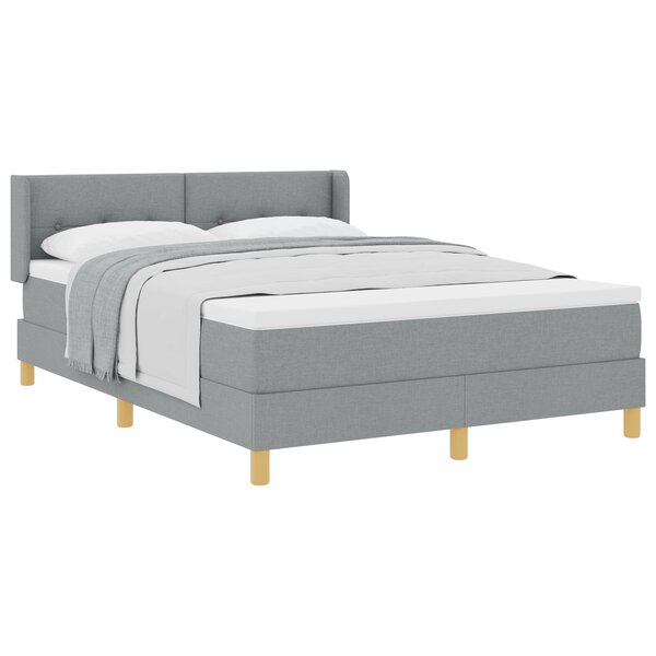 Lit à ressorts vidaXL avec matelas gris clair 140x200 cm en tissu