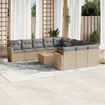 vidaXL Salon de jardin et coussins 12 Pièces mélange beige résine tressée