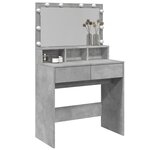 vidaXL Coiffeuse avec LED gris béton 80x41x134 5 cm