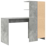 vidaXL Bureau avec rangement en gris béton en bois d'ingénierie