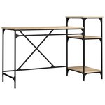 vidaXL Bureau et étagères chêne sonoma 135x50x90cm bois ingénierie/fer