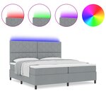 vidaXL Lit à ressorts avec matelas & lumière LED gris clair 200x200 cm en tissu