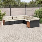 vidaXL Salon de jardin 10 Pièces avec coussins noir résine tressée