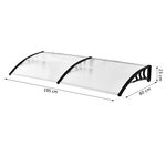 Auvent marquise de porte design voûté arrondi dim. 195L x 80l x 23H cm polycarbonate plastique noir