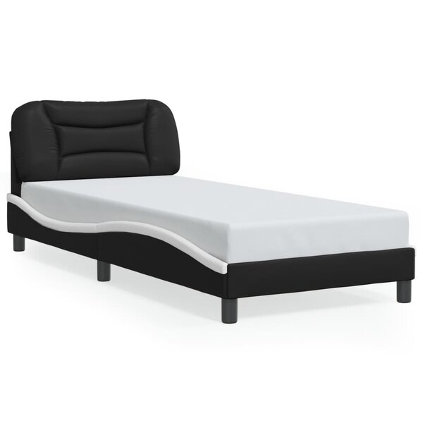 vidaXL Cadre de lit sans matelas noir et blanc 90x200 cm similicuir