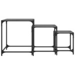vidaXL Tables basses gigognes 3 Pièces dessus en verre noir acier