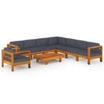 vidaXL Salon de jardin 9 Pièces avec coussins gris foncé Bois d'acacia