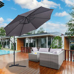 Parasol déporté octogonal inclinable manivelle pied acier Ø 3 x 2 5H m gris