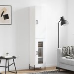 vidaXL Buffet haut Blanc brillant 34 5x34x180 cm Bois d'ingénierie