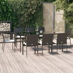 vidaXL Ensemble à manger jardin 9Pièces et coussins noir résine tressée