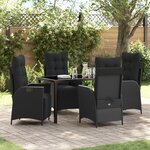 vidaXL Ensemble de jardin 5 pièces Noir Poly Rattan