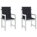 vidaXL Coussins de chaise à dossier bas lot de 2 noir à carreaux tissu