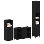 Mobilier de salle de bain 3 pièces vidaXL Chêne noir Bois d'ingénierie