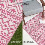 Tapis extérieur terrasse réversible - Tapis de jardin imperméable et résistant UV - Tia - Rose - 180x270 cm - HOMESCAPES