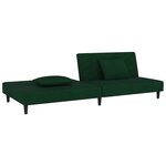 vidaXL Canapé-lit à 2 places avec deux oreillers Vert foncé Velours