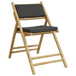 vidaXL Chaises de bistro pliantes lot de 2 coussins gris foncé bambou