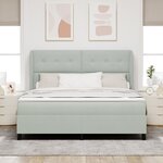Lit Box Spring vidaXL avec Matelas Gris clair 180x200 cm Velours