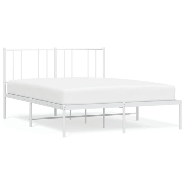 vidaXL Cadre de lit métal avec tête de lit blanc 120x190 cm
