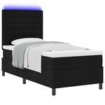 vidaXL Lit à ressorts avec matelas et LED noir 100x200 cm en tissu