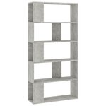 vidaXL Bibliothèque/Séparateur de pièce Gris béton Bois d’ingénierie
