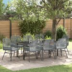 vidaXL Ensemble de salle à manger de jardin 9 pièces avec coussins en rotin poly gris