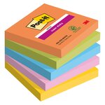 Notes couleurs boost super sticky post-it 76 x 76 mm - bloc de 90 feuilles - lot de 5