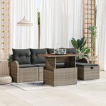 vidaXL Ensemble de Canapés de Jardin 6 Pièces avec Coussins Gris en Rattan Synthétique