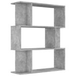 vidaXL Bibliothèque/Séparateur de pièce Gris béton Bois d’ingénierie