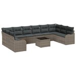 Ensemble de Canapés de Jardin 10 Pièces avec Coussins en Rattan Poly Noir