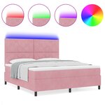 Lit à ressort avec matelas et LED Rose 180x200 cm Velours