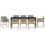 Ensemble de Salle à Manger de Jardin 9 Pièces avec Coussins en Beige Poly Rattan