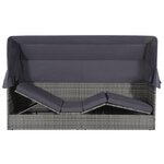 Lit de jardin avec auvent gris 205 x 62 cm résine tressée 02_0011998