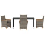 vidaXL Set de 5 Pièces de Salle à Manger de Jardin avec Coussins Gris Poly Rattan