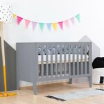 Lit évolutif bébé à barreaux gris foncé 60 x 120 cm