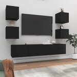 vidaXL Ensemble de meubles TV 6 Pièces Noir Bois d'ingénierie