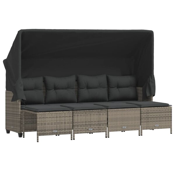 vidaXL Salon de jardin 5 Pièces avec coussins gris résine tressée