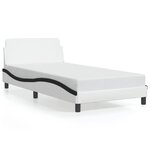 vidaXL Cadre de lit sans matelas blanc et noir 100x200 cm similicuir