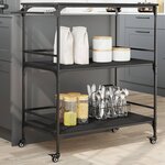 vidaXL Chariot de cuisine noir 100 5x50x105 cm bois d'ingénierie