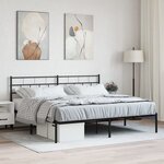 vidaXL Cadre de lit métal sans matelas et tête de lit noir 180x200 cm
