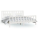 vidaXL Cadre de lit et tête de lit blanc bois de pin massif 200x200 cm