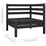 vidaXL Canapés d'angle de jardin 2 Pièces noir bois de pin massif