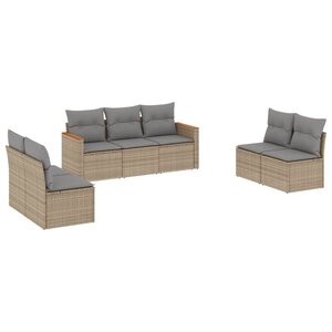 vidaXL Salon de jardin avec coussins 7 Pièces beige résine tressée