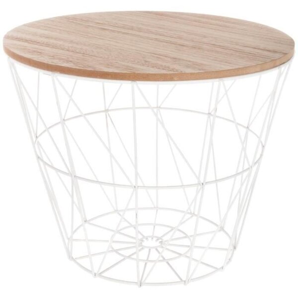 Table café Kumi métal - D, 38 x H, 30,5 cm - Blanc