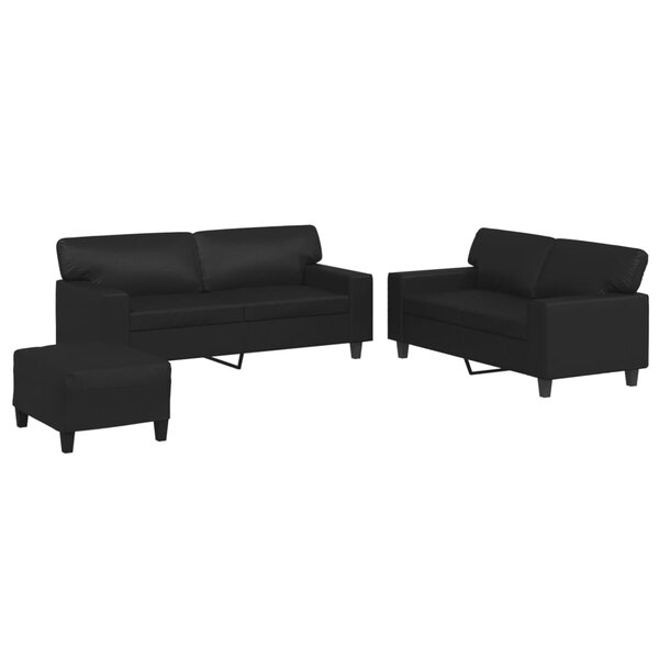 vidaXL Ensemble de canapés 3 Pièces noir similicuir