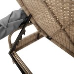 vidaXL Chaise longue avec auvent et table beige résine tressée