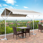 Store double pente manuel rétractable inclinaison réglable acier époxy blanc polyester imperméabilisé anti-UV beige dim. 4 50L x 3 40l x 2 55H m