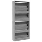 vidaXL Armoire à chaussures miroir 4 niveaux sonoma gris 63x17x134 cm