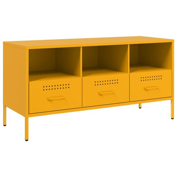 vidaXL Meuble TV jaune moutarde 100 5x39x50 5 cm acier laminé à froid