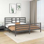 vidaXL Cadre de lit Gris Bois massif 200x200 cm